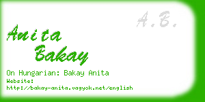 anita bakay business card